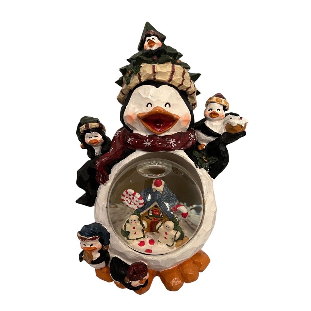 Vintage Penguin Family Snow Globe Longs Drugs 6.5"